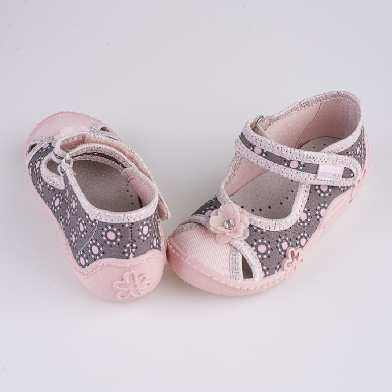 Pantuflas de niña Viggami Milenka estampado rosado gris 1