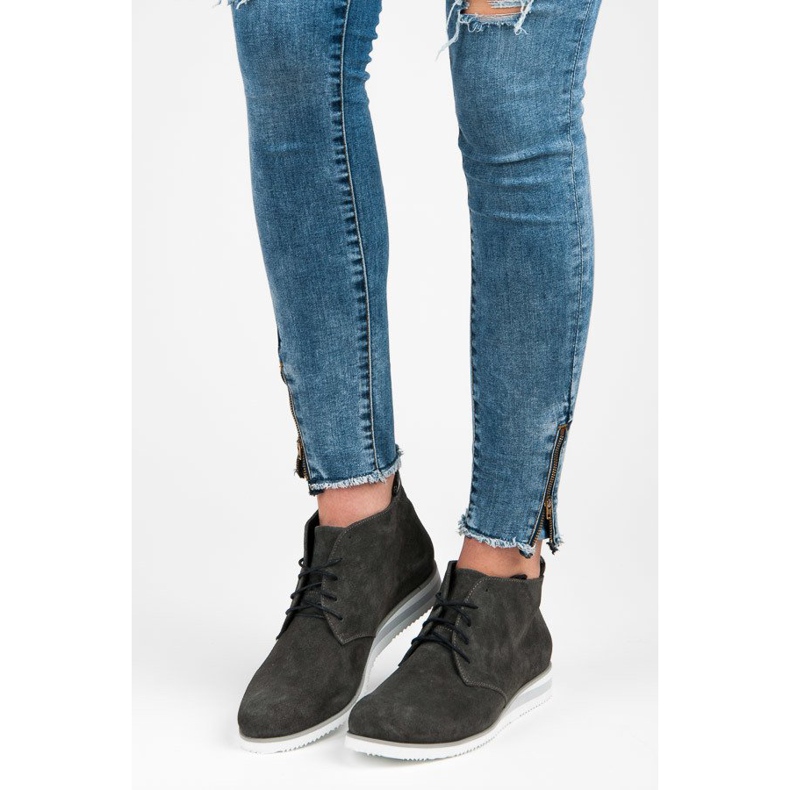 Vinceza Botines de piel gris 1