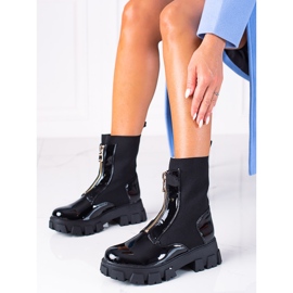 SHELOVET Botas de charol negro 1