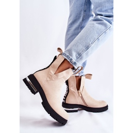 PS1 Botines Elvera De Ante Beige Con Recortes 6
