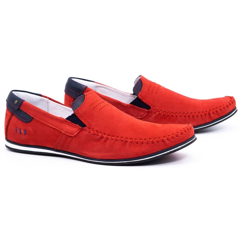 KOMODO Mocasines piel hombre 876 rojo 2