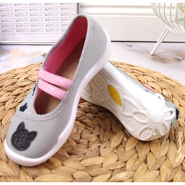Pantuflas de niña con banda elástica con resbalón de gato en Befado gris 4