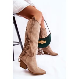 WJ2 Botas Mujer Ante Flecos Beige Simple marrón 6