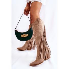 WJ2 Botas Mujer Ante Flecos Beige Simple marrón 4