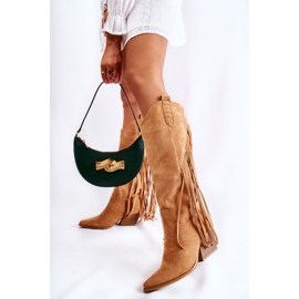 WJ2 Botas Cowboy Mujer Ante Flecos Camel Simple marrón 3