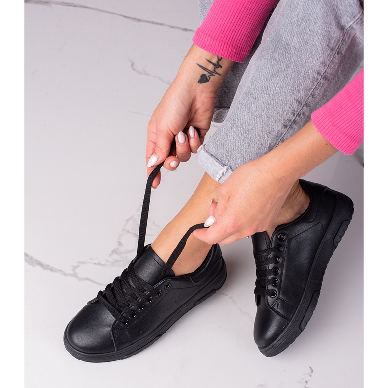 Deportivas de mujer Shelovet negras fabricadas en piel ecológica negro 1