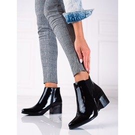 SHELOVET Botines Chelsea lacados en negro Sergio Leone con tacón alto 2