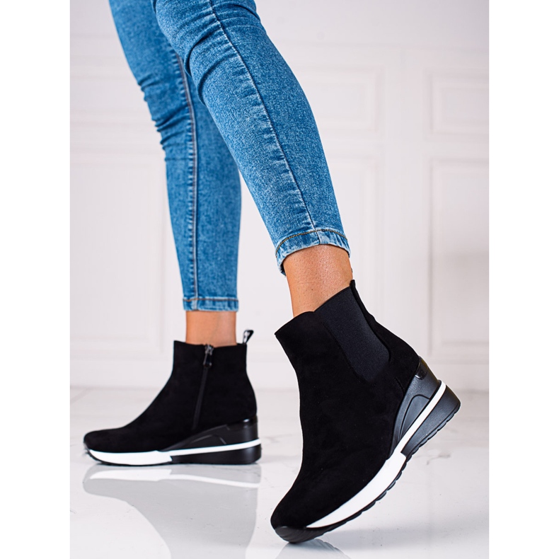 Botas deportivas de mujer Vinceza sobre cuña negra negro 1