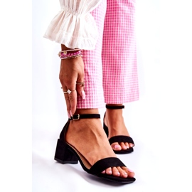 Sandalias de tacón alto de ante para mujer, negro 1