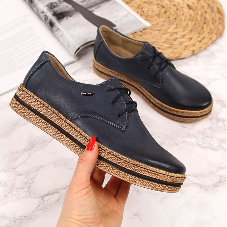 Zapatos de mujer de piel sobre plataforma azul marino Helios 380 1