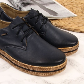 Zapatos de mujer de piel sobre plataforma azul marino Helios 380 3