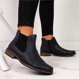 Botas Chelsea cálidas para mujer, azul marino Rieker Z4994-14 negro 5