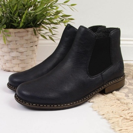 Botas Chelsea cálidas para mujer, azul marino Rieker Z4994-14 negro 3