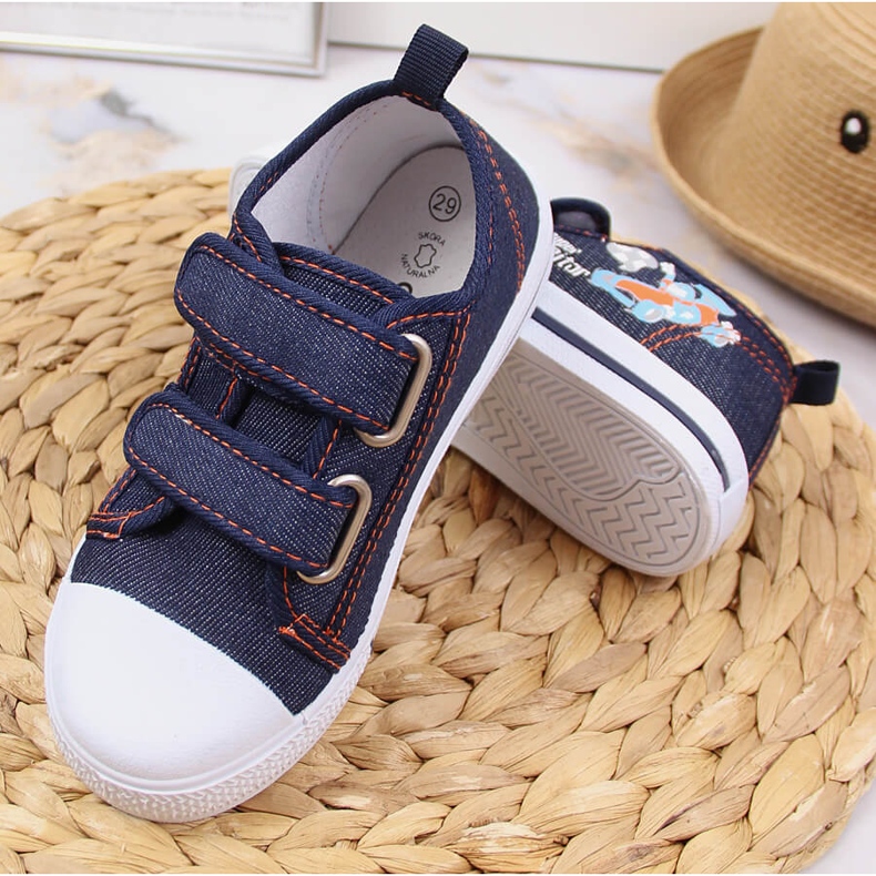 Deportivas de niño atletico denim velcro azul 2