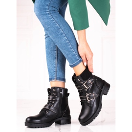 Shelovet Women's Low Workers en estilo rock negro 2