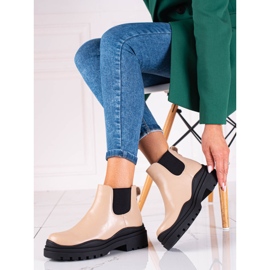 Botas beige para mujer Botas Shelovet Jodhpur en la plataforma 1