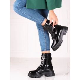 Bolsos de mujer Shelovet lacados en negro con tachuelas 2