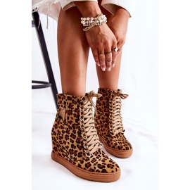 Zapatillas de Mujer Lu Boo Gold Chain Suede Leopard Monica beige marrón 1