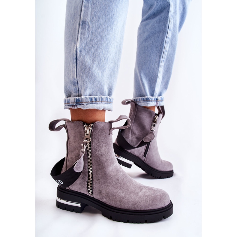 PS1 Botas Mujer Cálidas Con Cremallera Gris Calvaro 2