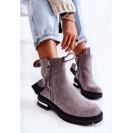PS1 Botas Mujer Cálidas Con Cremallera Gris Calvaro 6