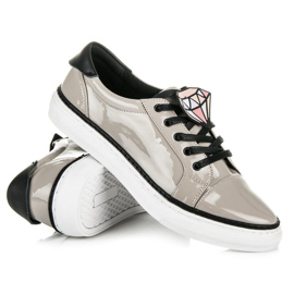 Betler Zapatillas deportivas lacadas con diamantes gris 4
