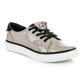 Betler Zapatillas deportivas lacadas con diamantes gris 2