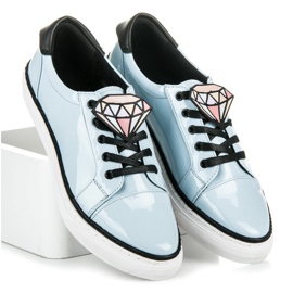 Betler Zapatillas deportivas lacadas con diamantes azul 1
