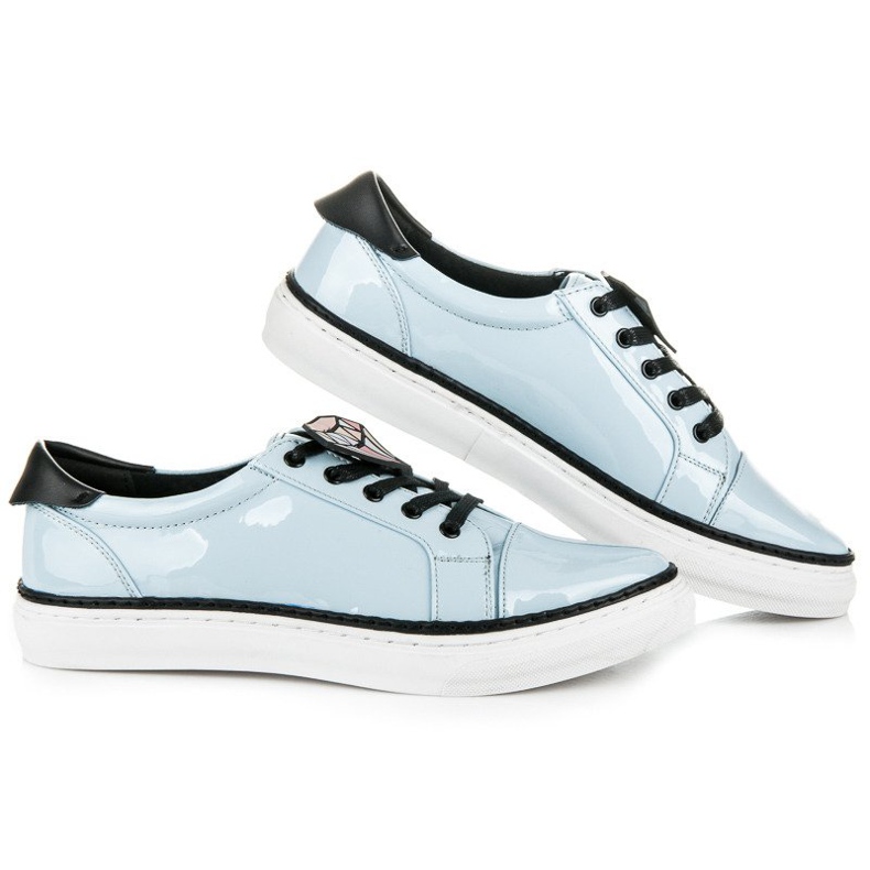 Betler Zapatillas deportivas lacadas con diamantes azul 2