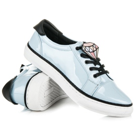 Betler Zapatillas deportivas lacadas con diamantes azul 5