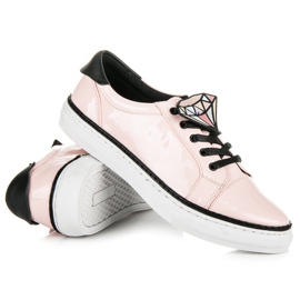 Betler Zapatillas deportivas lacadas con diamantes rosado 4