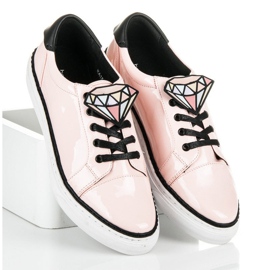 Betler Zapatillas deportivas lacadas con diamantes rosado 5