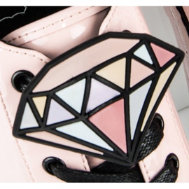 Betler Zapatillas deportivas lacadas con diamantes rosado 1