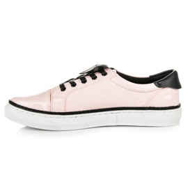 Betler Zapatillas deportivas lacadas con diamantes rosado 3