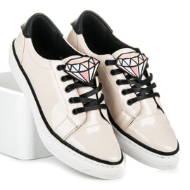 Betler Zapatillas deportivas lacadas con diamantes marrón 2