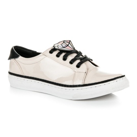 Betler Zapatillas deportivas lacadas con diamantes marrón 3
