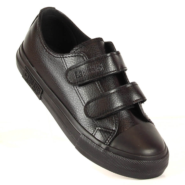 Black Big Star KK374054 deportivas negras de ecopiel para niños negro 1