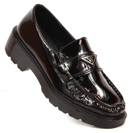 Mocasines de mujer de piel lacada en la plataforma Filippo negro 1