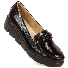 Zapatos de mujer de cuero, lacado negro Croco Filippo 3