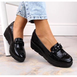 Zapatos de mujer de cuero, lacado negro Croco Filippo 5