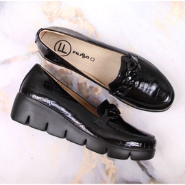 Zapatos de mujer de cuero, lacado negro Croco Filippo 6