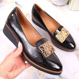 Zapatos lacados, cuñas slip-on, negro Potocki 2