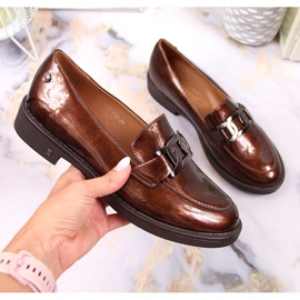 Mocasines mujer lacado charol marrón Potocki 1