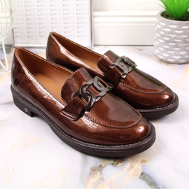 Mocasines mujer lacado charol marrón Potocki 3