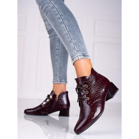 Botas bajas de mujer Vinceza burdeos con cordones rojo 1 Botas bajas de mujer Vinceza burdeos con cordones rojo 1