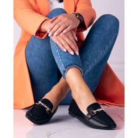 Mocasines de mujer clásicos Shelovet negros con adorno 2