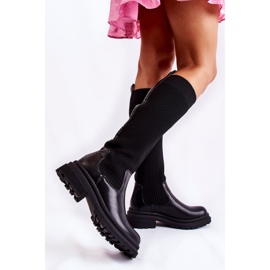 PS1 Botas Mujer Canalé Tacón Plano Negro Allys 2 PS1 Botas Mujer Canalé Tacón Plano Negro Allys 2