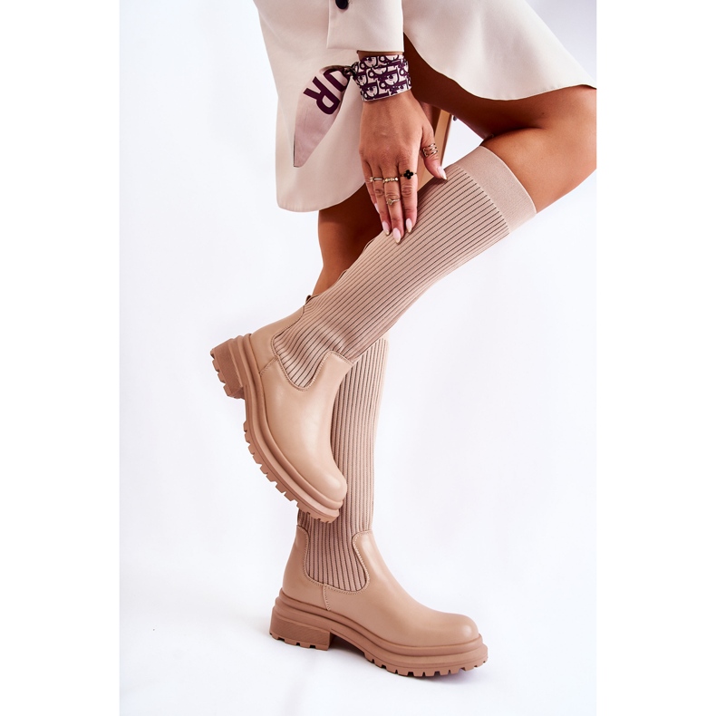 PS1 Botas Planas Mujer Canalé Beige Allys 2 PS1 Botas Planas Mujer Canalé Beige Allys 2