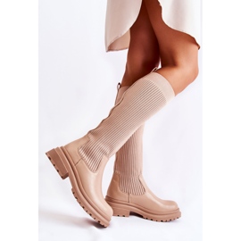 PS1 Botas Planas Mujer Canalé Beige Allys 3