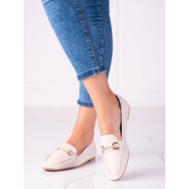 Mocasines clásicos de mujer Shelovet beige con adorno 2