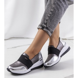 Deportivas Campina piel plateada plata gris 1